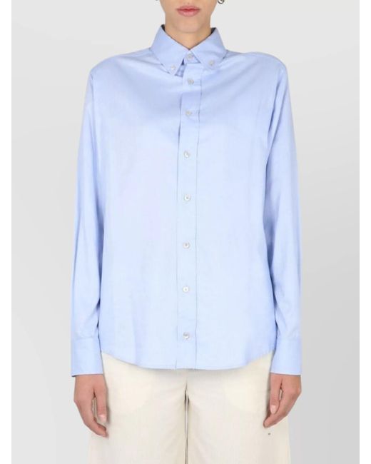 Ballantyne Blue Button-Down Shirt With Pleated Back And Curved Hem