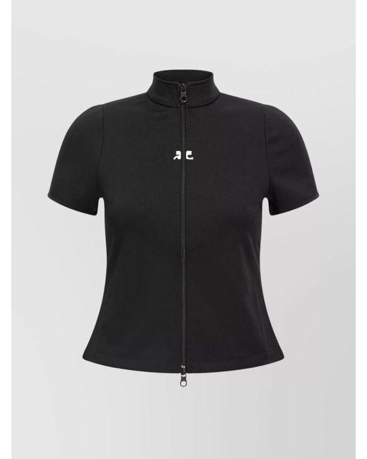 Courreges Black 'interlock Zipped' Top