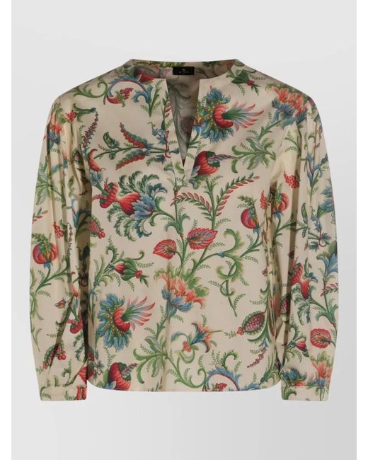 Etro Metallic Floral Cotton Blouse