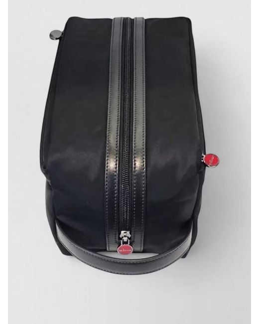 Kiton Black Leather-Trim Toiletry Bag for men