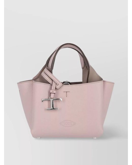 Tod's Pink Shoulder Bag With Detachable Strap And Top Handles