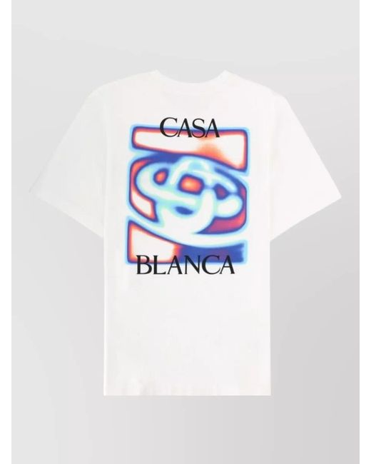 Casablanca White Graphic Crew Neck Short Sleeve T-Shirt for men