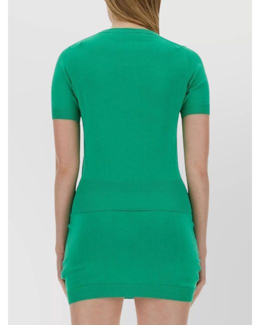 Vivienne Westwood Green Fitted Short-Sleeve Knit Top With Ribbed Detailing