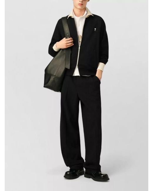 AMI Black Cotton Boxy-Fit Zipped Bomber Jacket for men