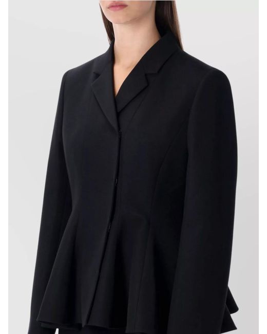 Fendi Black Virgin Wool Fitted Peplum Jacket