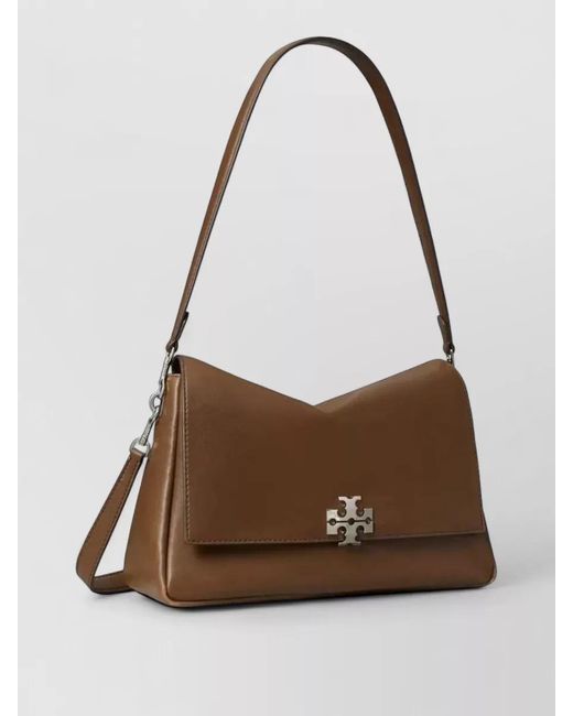 Tory Burch Brown Charlie Rectangular Shoulder Bag Adjustable Strap