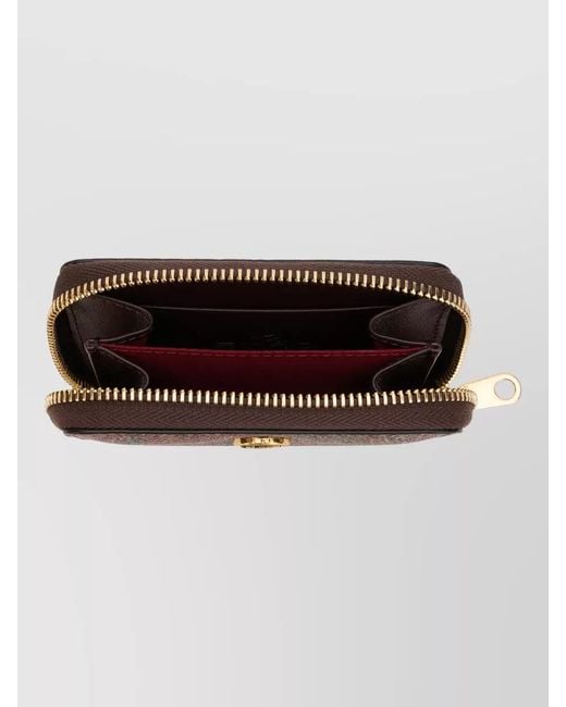 Etro Brown Paisley Motif Compact Wallet Key Holder