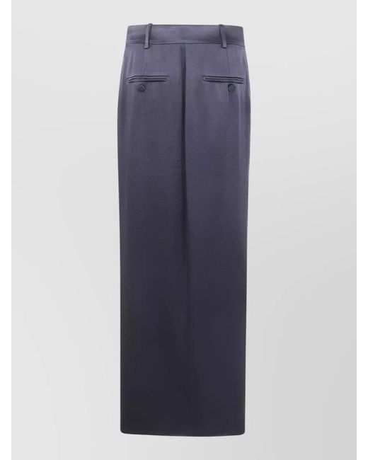 Tom Ford Blue Satin Straight Skirt