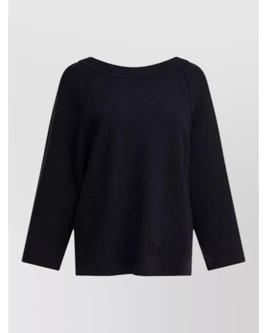 Max Mara Blue Boat Neck Long Sleeve Jumper