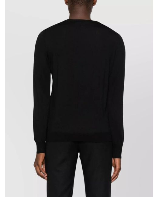 Tagliatore Black Wool Silk Crew Neck Jumper for men