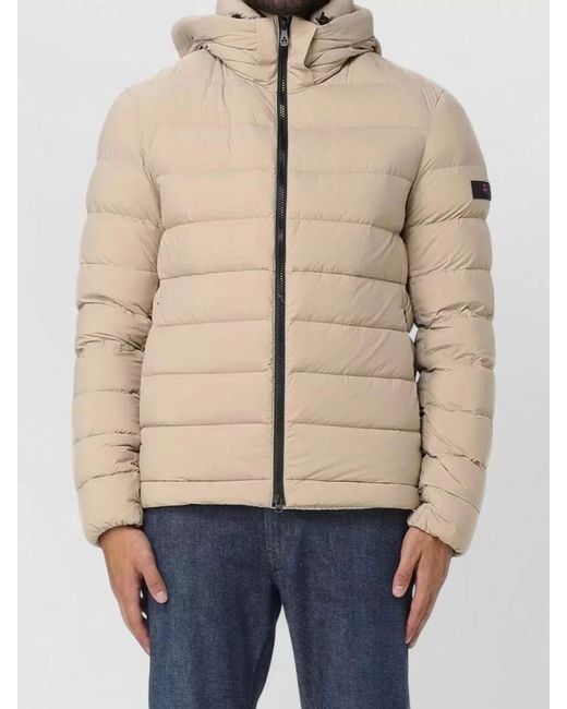 Peuterey Natural Hooded Quilted Jacket Elasticated Cuffs Pockets for men