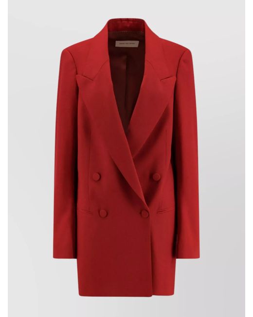 Dries Van Noten Wool Blazer With Covered Buttons And Wide Lapel