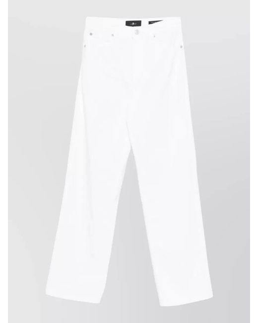 7 For All Mankind White Mid-Rise Straight-Leg Jeans
