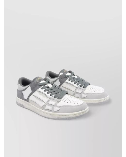 Amiri White Distressed Low Top Sneakers With Skeleton Detail for men