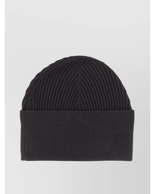 Studio Nicholson Blue Ribbed Texture Folded Cuff Hat for men