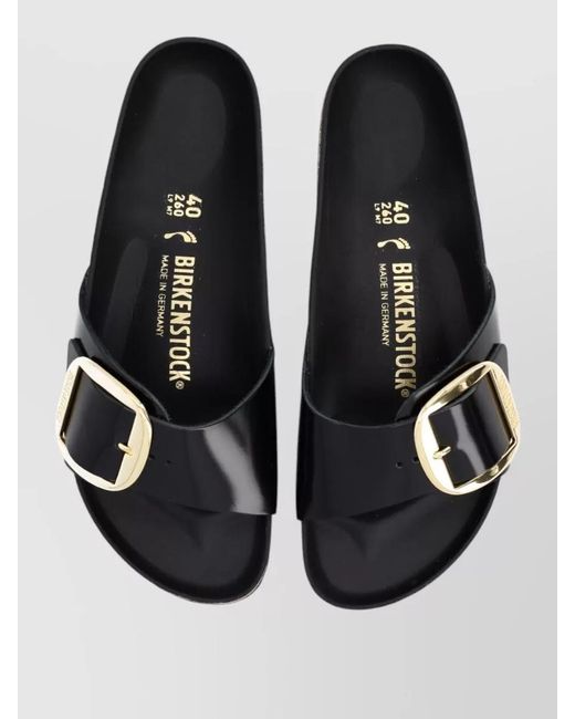Birkenstock Black Leather Madrid Big Buckle Sandals
