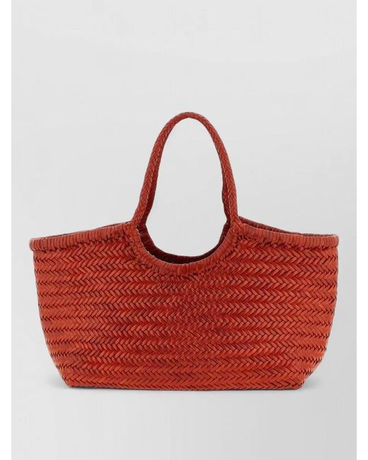 Dragon Diffusion Red Nantucket Large Woven Shoulder Tote Bag