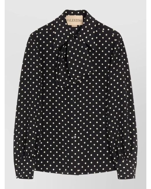 Valentino Garavani Black Silk Printed Blouse