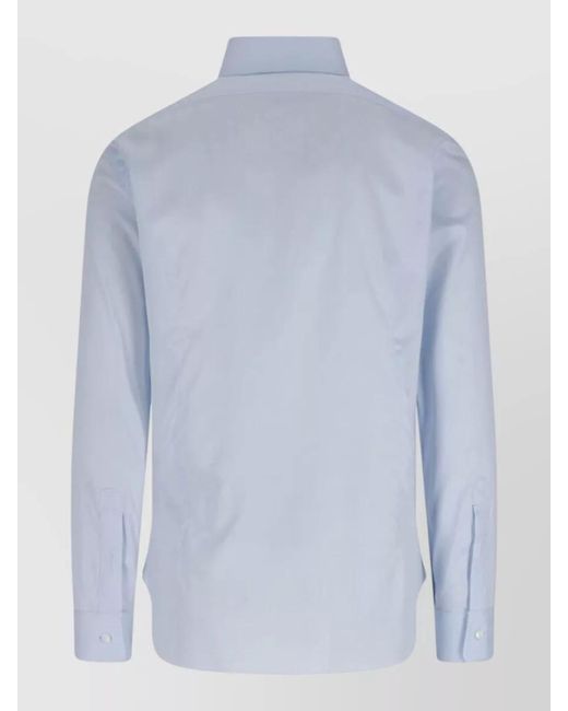 Barba Napoli Blue Casual Shirt Straight Collar Long Sleeves for men