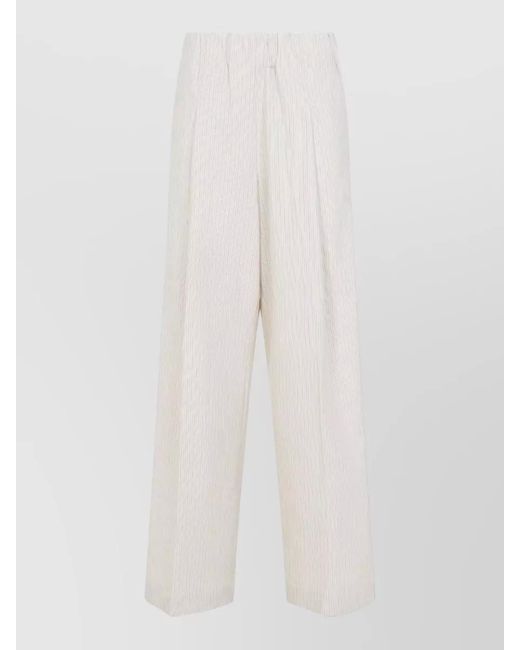 Dries Van Noten White Pila Trousers Striped Wide Leg Lightweight