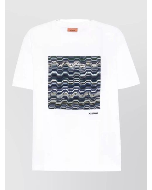 Missoni White Zigzag Print Crew Neck Short Sleeve T-Shirt for men