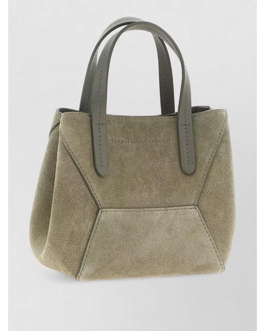 Brunello Cucinelli Natural Tote Bag Detachable Strap Suede Finish Handles