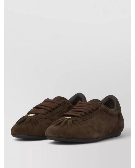 Dolce & Gabbana Brown Low Top Suede Lace Up Sneakers