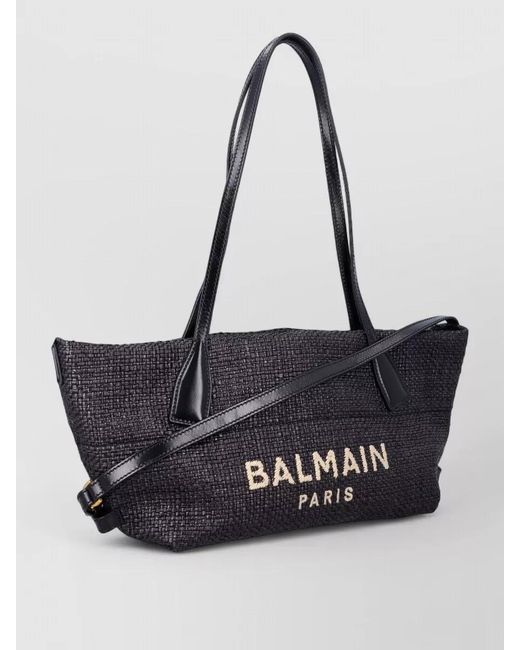 Balmain White Track Small Tote Bag