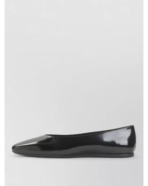 Prada Black Ballerina Loafer Brushed Leather Square Toe