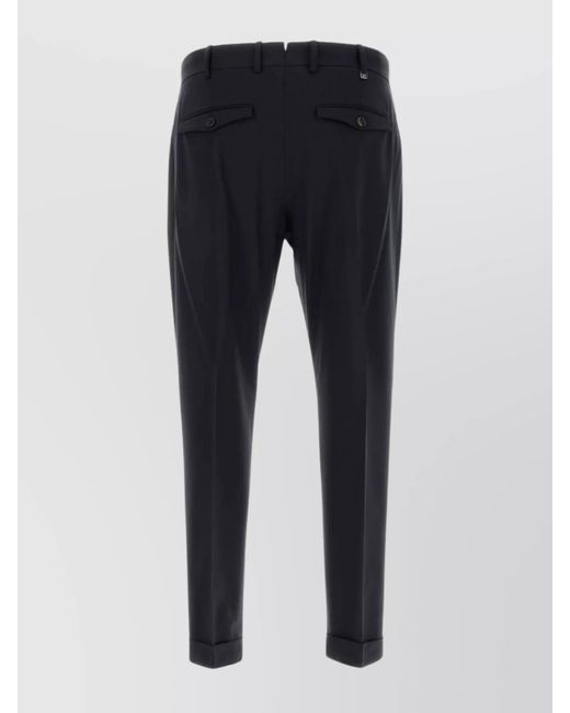 PT Torino Blue Wool Trousers With Belt Loops And Cuffed Hem for men