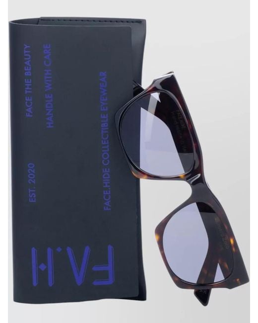 Facehide Blue Square Sunglasses Tinted Lenses Tortoiseshell Frame