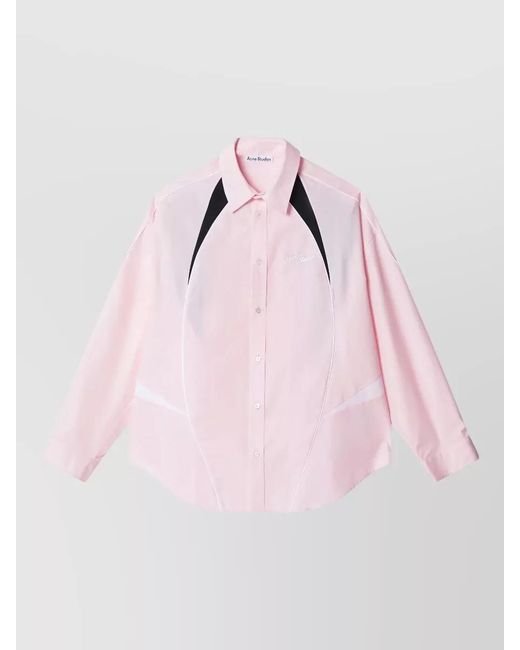 Acne Pink Block Design Long Sleeve Shirt for men
