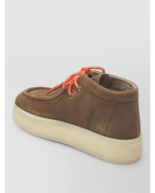 Miu Miu Brown Ankle Height Sneakers Contrast Sole Suede