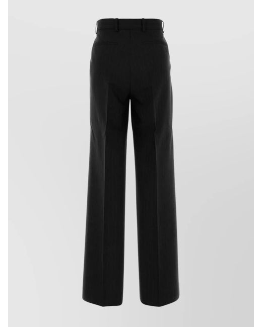 Gucci Black Embroidered Wool Wide-Leg Trousers