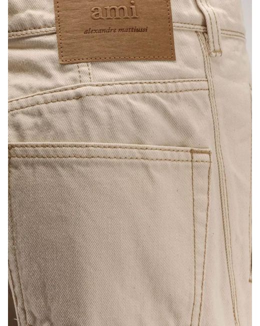 AMI Natural Denim Wide-Leg Jeans for men