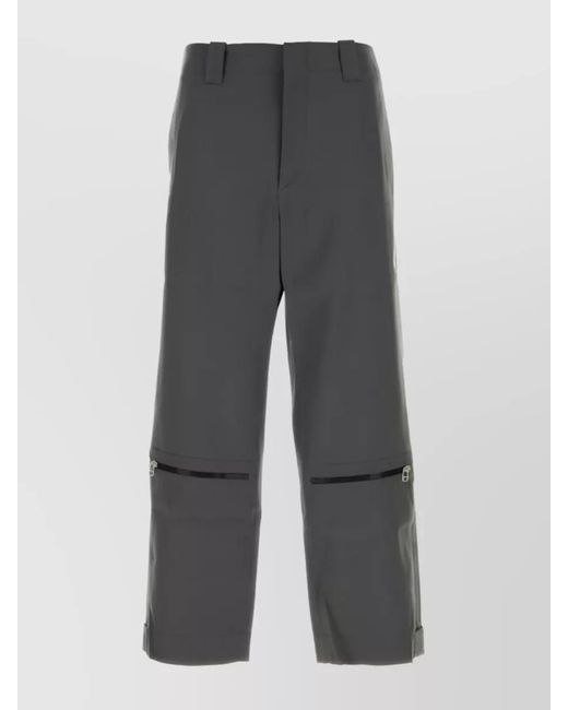 OAMC Gray Dark Wool/Cotton Trousers With Zip Detail for men