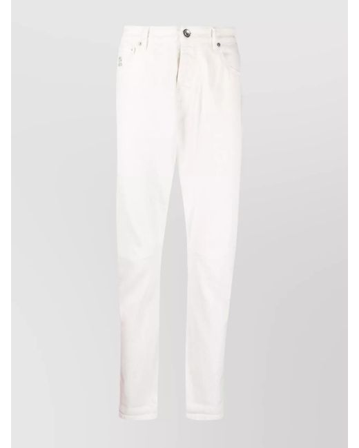 Brunello Cucinelli White Relaxed Fit Denim Trousers for men