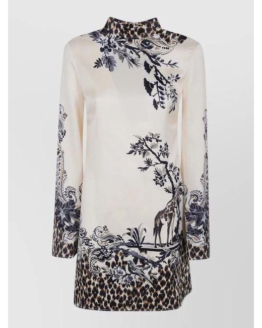 Etro Gray Printed Mini Dress