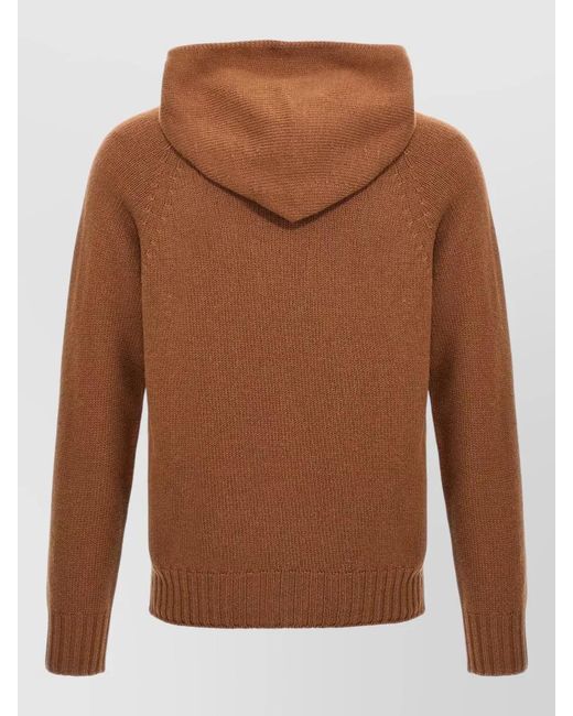 Ma'ry'ya Brown Wool Sweater Hooded Raglan Sleeves for men