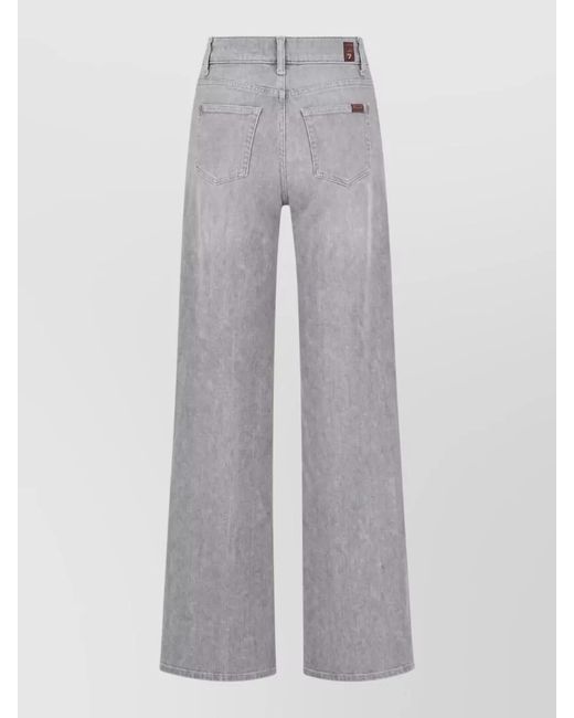 7 For All Mankind Gray Denim Pants Wide Leg Belt Loops Five Pockets