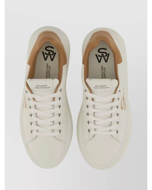 Stuart Weitzman White Leather Sw Pro Low-Top Sneakers