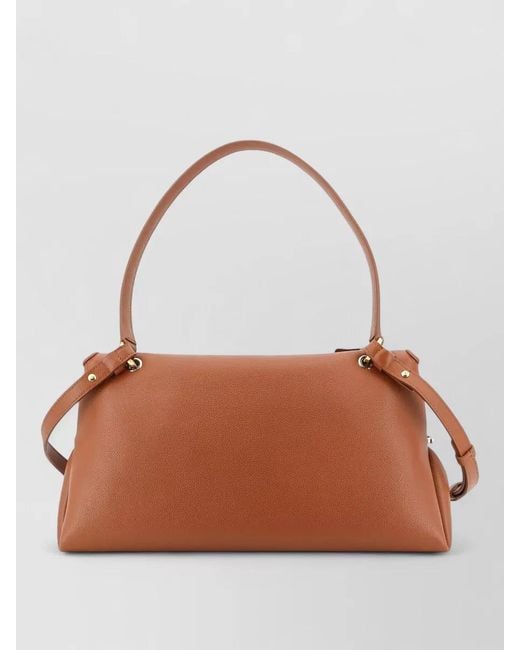 Ferragamo Brown Gancini Leather Clutch Bag