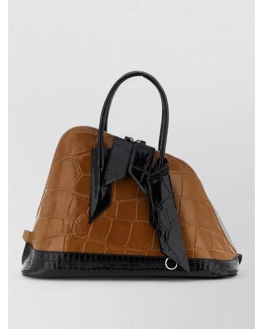 The Attico Brown La Sant Ambroeus Bow Crocodile Texture Bag