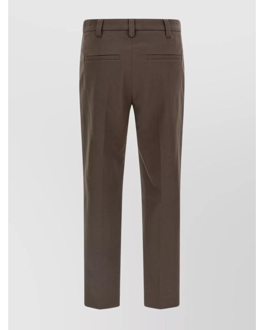 Brunello Cucinelli Brown Cotton Trousers With Belt Loops And Pockets
