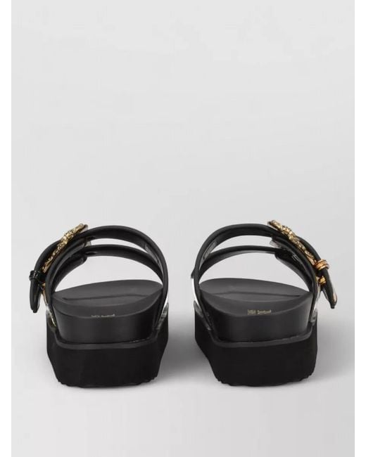 Versace Jeans Couture Black Platform Slides Sandals Arizona Buckles