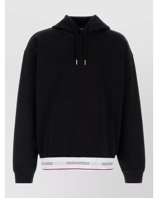 DSquared² Black Oversize Cotton Hoodie Long Sleeves for men