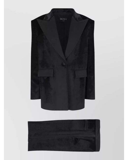 Dondup Black Velvet High Waisted Tailored Pants Suit