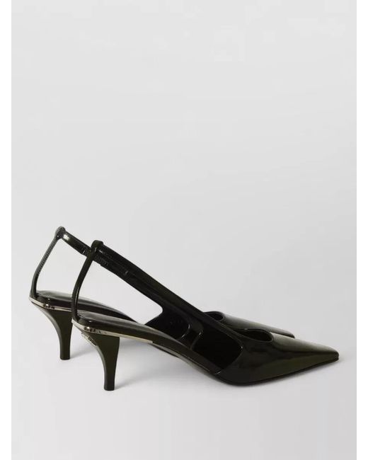 Gucci Black Leather Crystal-Embellished Slingback Pumps
