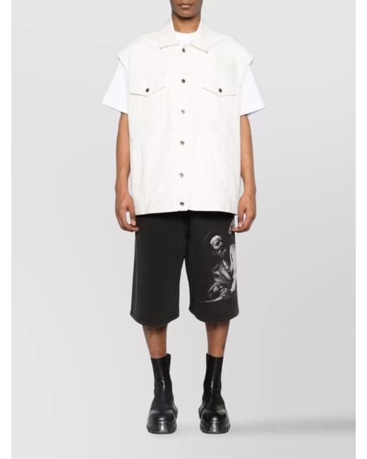 Off-White c/o Virgil Abloh Black Printed Cotton Knee-Length Bermuda Shorts for men