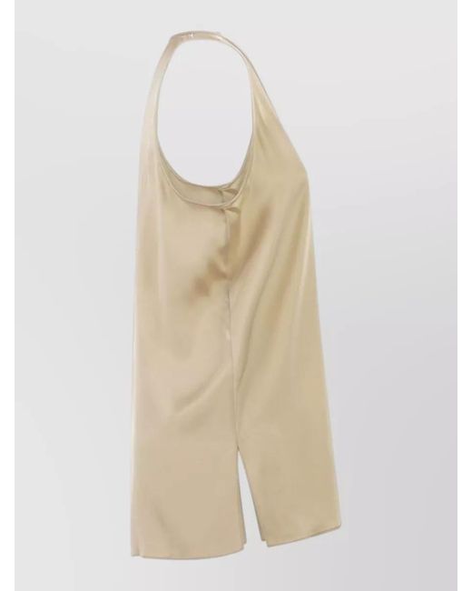 Brunello Cucinelli Natural Silk Crewneck Knitted Top